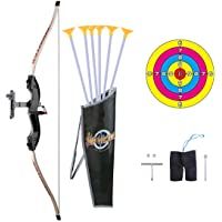 ColiCor Arco de Tiro con Arco para niños- Niños Conjunto de Arco y Flecha con carcaj- 5 Flechas y 1 Dedo Objetivo- A